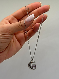 Xuping Ay & Kalp Detaylı Işıltılı Kolye