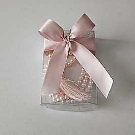 Açık pembe Kurdeleli Kutulu Tesbih