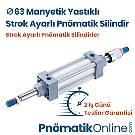 Ø63 Manyetik Yastıklı Strok Ayarlı Pnömatik Silindir