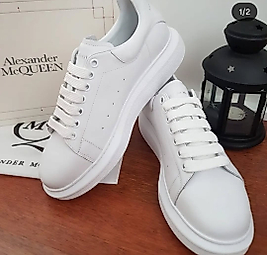 Sneaker Unisex Beyaz Beyaz Alexander Mcqueen Kalın Taban Günlük Spor Yürüyüş Ayakkabı