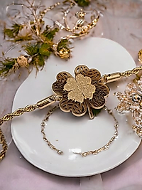Jade'm Gold yonca figürlü gümüş bileklik