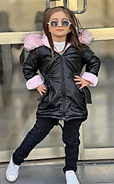 Kış Gözdesi Su Geçirmez Tam Kalıplı Polarlı  Kız Çocuk Montu