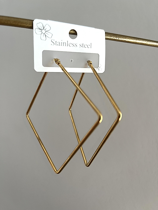 Çelik Büyük Dörtgen Küpe