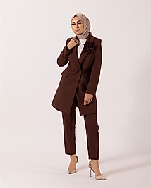 Kadın yaka detaylı tesettür blazer takım
