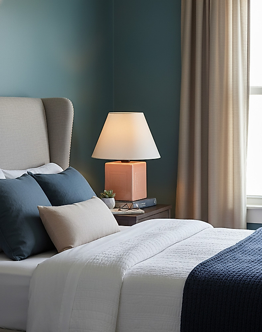 Küp Formunda Pembe Abajur  AB032