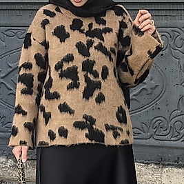 MASSİMO YÜN KAZAK LEOPAR DESENLİ