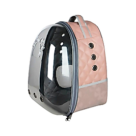 Zampa Pelle Kedi ve Köpek Astronot Taşıma Çantası Deri Açık Pembe (28 x 33 x 41 cm)