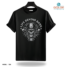 Motorcu Tarzı Baskılı Oversize Unisex Tişört