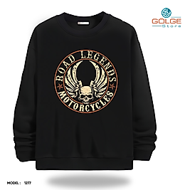 Motorcu Model Bisiklet Yaka Erkek kadın Slimfit Sweatshirt