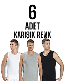 Gümüş Erkek Kolsuz V Yaka Atlet Karışık 6 Lı Paket