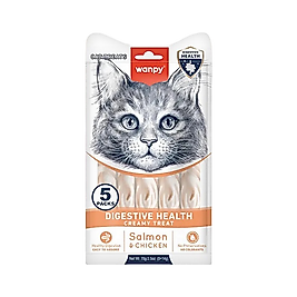 Wanpy Digestive Health Somon Balığı veTavuk Etli Krema Kedi Ödülü (5 x 14 g)