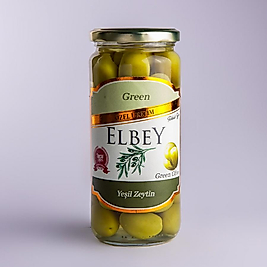 Elbey Green Özel Üretim Yeşil Zeytin 530 GR