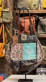 Old Cotton Kaliteli Organik Vintage Büyük Desenli Kadın Omuz Çantası Sancarlos bag 8145 XL