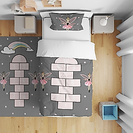 Minibabyrooms  Peri Kız ve Seksek Desenli Nevresim Takımı