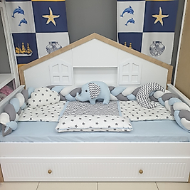 YILDIZLI FİL MODEL LÜX MONTESSORİ UYKU SETİ (MAVİ)