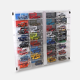 1:64 Ölçekli Kutulu Kaido House, Pop Race ve Mini GT Modelleri İçin Merkez Aynalı Lüks Akrilik Vitrin – Duvara Monte Edilebilir 32 Araçlık Vitrin