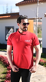 Kırmızı Polo Yaka %100 Pamuk Erkek Tişört