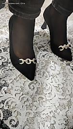 siyah süet özel taş dedaylı ayakkabı