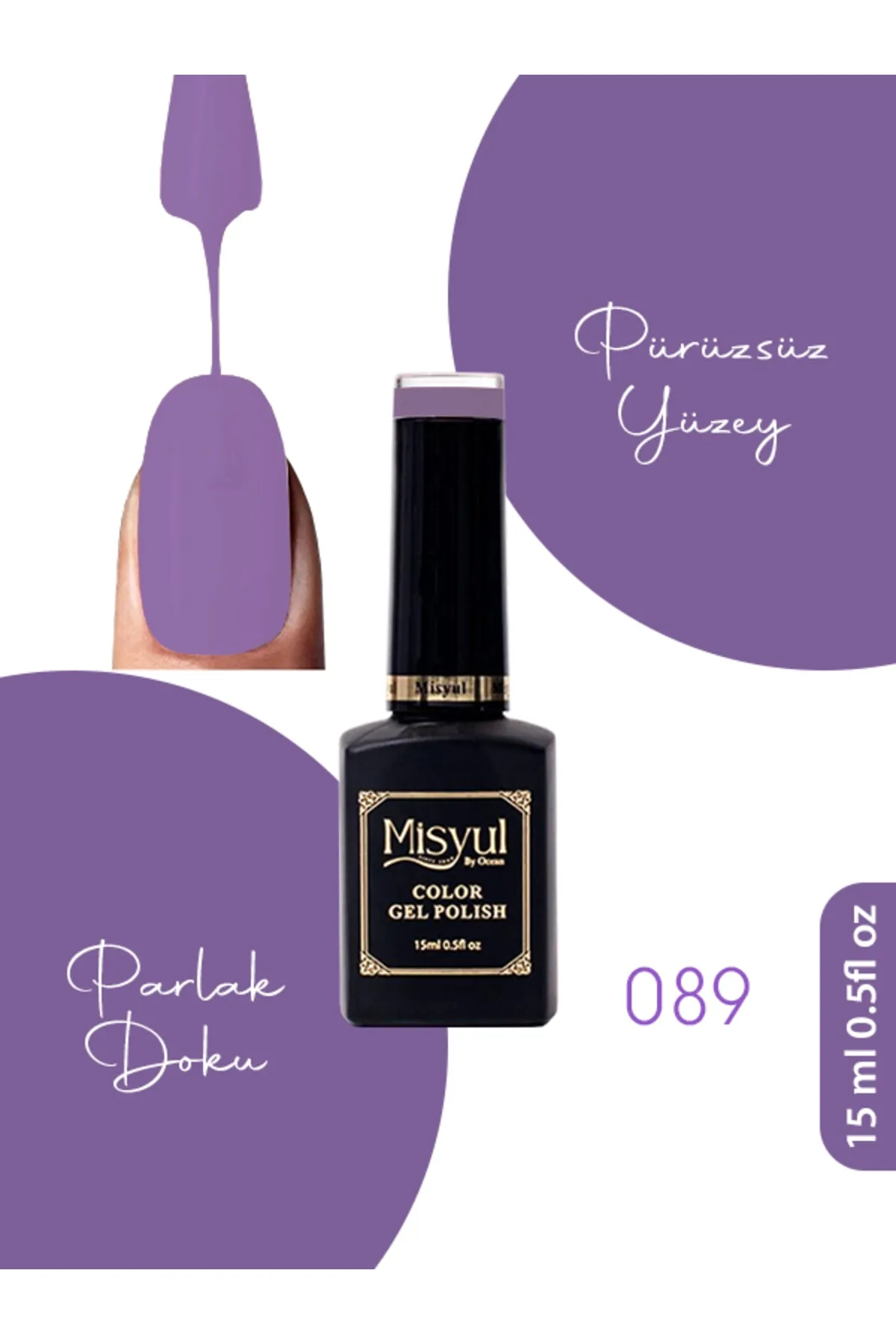 Misyul Kalıcı Oje 089, UV Led Kalıcı Oje Nail Art 15ml