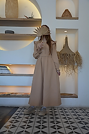 Omuz Fırfır Detaylı Müslin Elbise