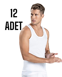 Gümüş Erkek Likralı Askılı Atlet Beyaz 12 Li Paket