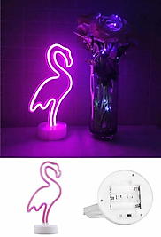 Pembe Flamingo Model Neon Led Işıklı Masa Lambası Dekoratif Aydınlatma Gece Lambası