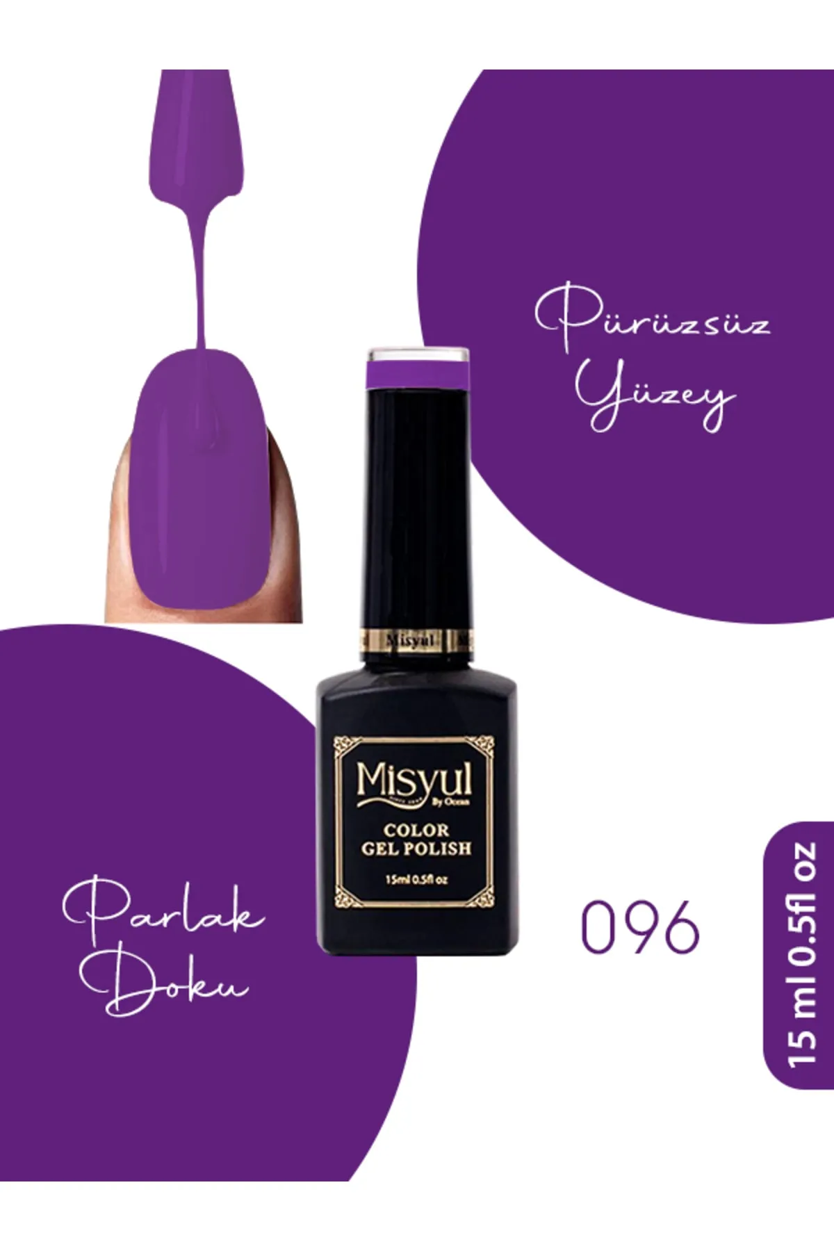Misyul Kalıcı Oje 096, UV Led Kalıcı Oje Nail Art 15ml