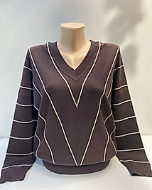 V YAKA ÇİZGİLİ TRİKO