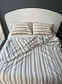 Müslin Nevresim Takımı Antrasit Renk Çizgili Çift Kişilik 200x220 cm.