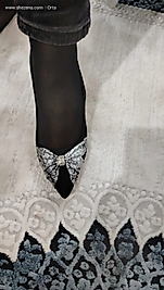 fiyonk tasarımlı siyah süet abiye ayakkabı