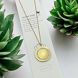 Çelik çeyrekli kolye gold 45 cm