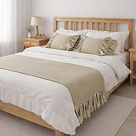 Çift Kişilik Yatak Runner Seti Vizon Fırfırlı