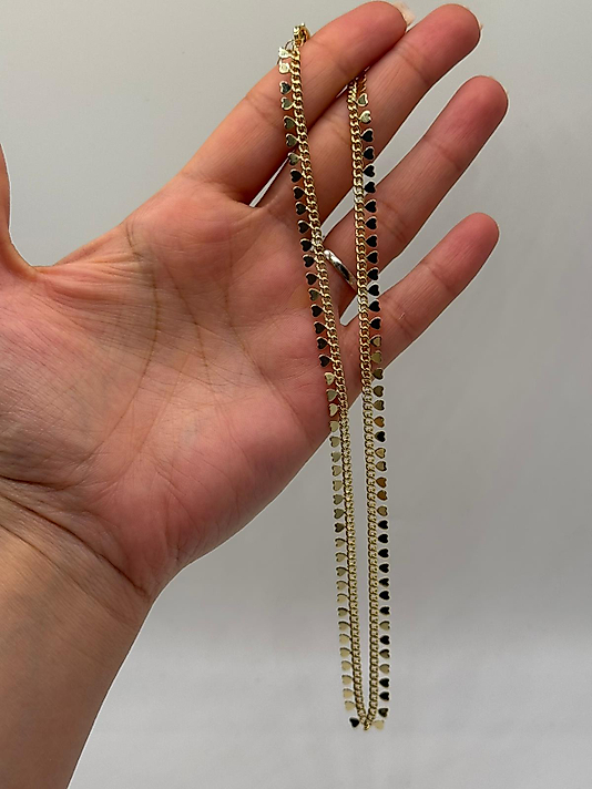 Xuping VIP Çelik Kalpli Zincir Kolye – 14K Altın Renk