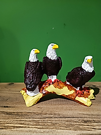 MERCAN MOBİLYA AKSESUAR, AGAÇ DALINDA ÜÇLÜ KARTAL  , Polyester Dekoratif Biblo, hediyelik eşya