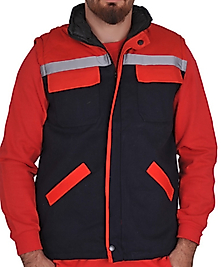 Star Gabardin Teknik İş Yeleği Lacivert Kırmızı