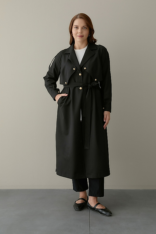 Önü Rüzgarlıklı Trenç Kap