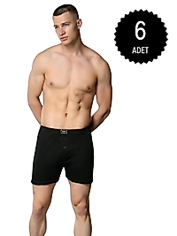 Sedef Yıldızı 1094 Erkek Penye Düz Renk Boxer Siyah 6 lı Paket