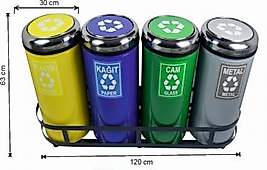 108 LT GERİ DÖNÜŞÜM SETİ DÖNER KAPAKLI BOYALI ( KDV DAHİL )