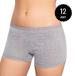 Gümüş 3016 Kadın Likralı Boxer Gri 12 li Paket