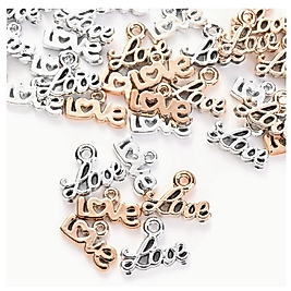 (50 X ADET) 1 SET LOVE TAKI YAPIM KARIŞIK RENK BİLEKLİK & KÜPE & KOLYE UCU