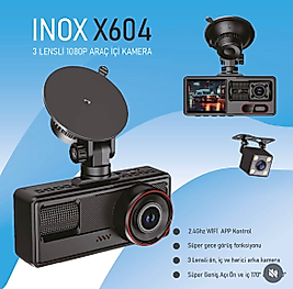 INOX-X604 WİFİ 3 KAMERALI ARAÇ DASHCAM
