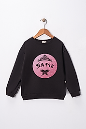 Kız Çocuk "Hafız" Prenses Baskılı Pamuklu Sweat