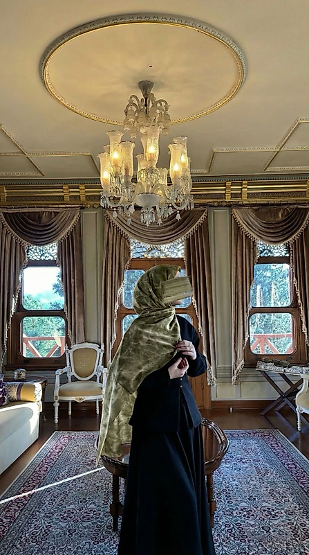 Color Desen Büyük Boy Koton Şal Küf Yeşili