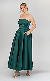 Yeşil Straplez Abiye Elbise