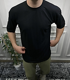 Çizgi Desenli T-Shirt - Siyah