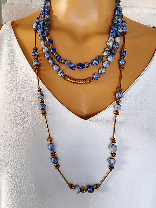 SODALİT ÜÇLÜ KOLYE