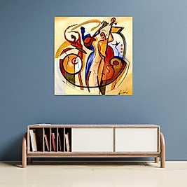 Soyut Renkli Müzisyenler Duvar Sticker 50 X 50 Cm