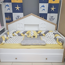 YILDIZLI FİL MODEL LÜX MONTESSORİ UYKU SETİ (SARI)