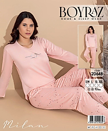 Boyraz 20648 Uzun Kol Milan Kumaş Pijama Takımı