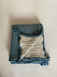 Müslin Bebek Battaniyesi Çift Taraflı 4 Katlı Açık Mavi Renk 100x120cm.